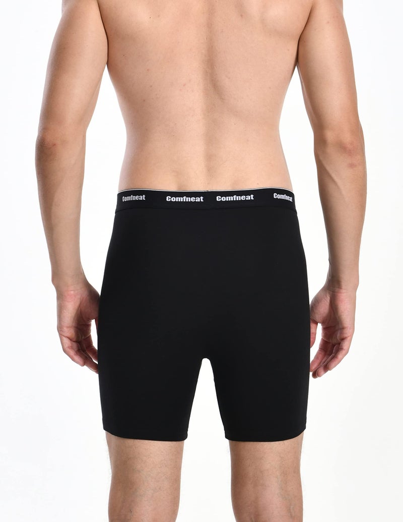 Comfneat Men's 6-Pack Boxer Briefs Soft Breatheable Underwear S-XXL Open Fly (All Black Pack-6, L) - Image 4